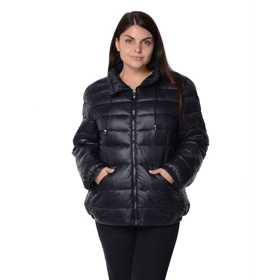 Black Colour Women Short Puffer Jacket with Two Pockets - M3435705 - TJC