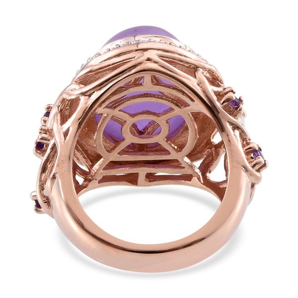 Purple Jade (Ovl 14.00 Ct), Amethyst Ring in Rose Gold Overlay Sterling Silver 14.250 Ct.