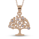Simulated Diamond Tree Pendant with Chain (Size 18) in Gold Overlay Sterling Silver