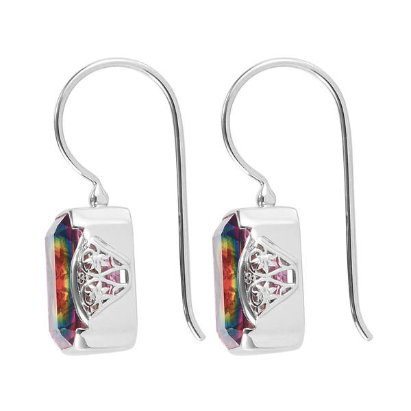 Sajen Silver Celestial Collection - Quartz Doublet Celestial Starlight Hook Earrings in Rhodium Overlay Sterling Silver 9.15 Ct