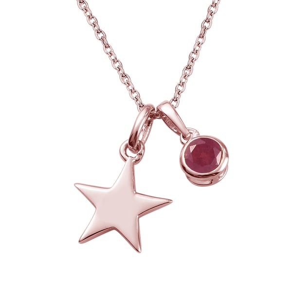 African Ruby (FF) 2 Pcs Pendant with Chain (Size 20) with Lobster Clasp in Rose Gold Overlay Sterlin