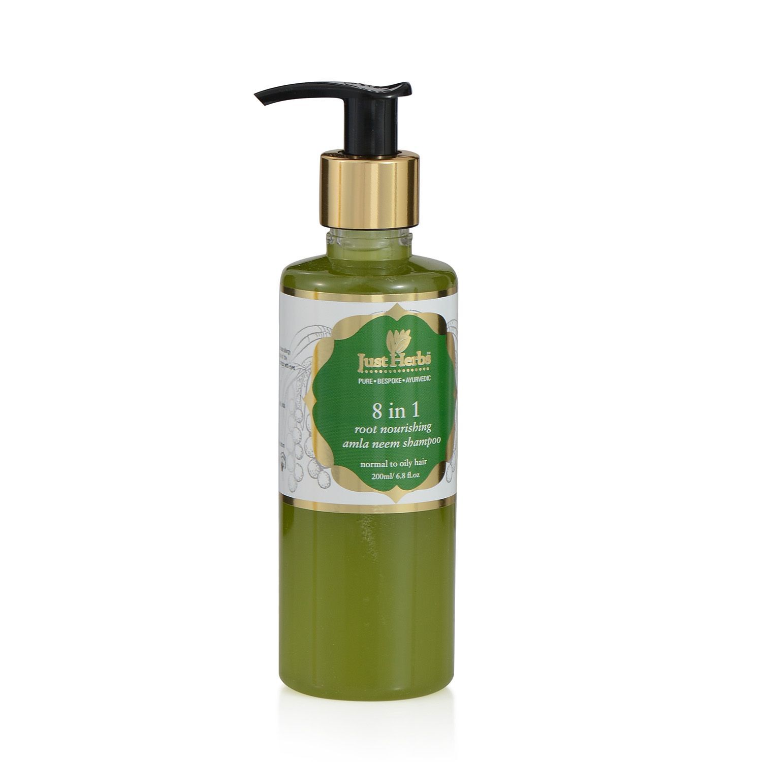 (Option 1) Just Herbs 8 In 1 Root Nourishing Amla Neem Shampoo (200ml), Bhringraj Tail (100ml) and Kumuda Conditioner ( oily hair - hairfall) (200g)