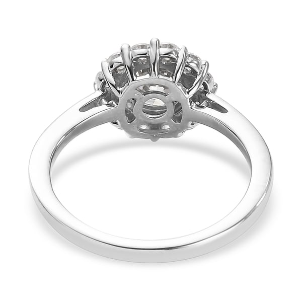 Moissanite Ring in Platinum Overlay Sterling Silver 1.21 Ct.