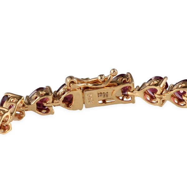 Rhodolite Garnet (Hrt) Bracelet in 14K Gold Overlay Sterling Silver (Size 7.5) 17.000 Ct.