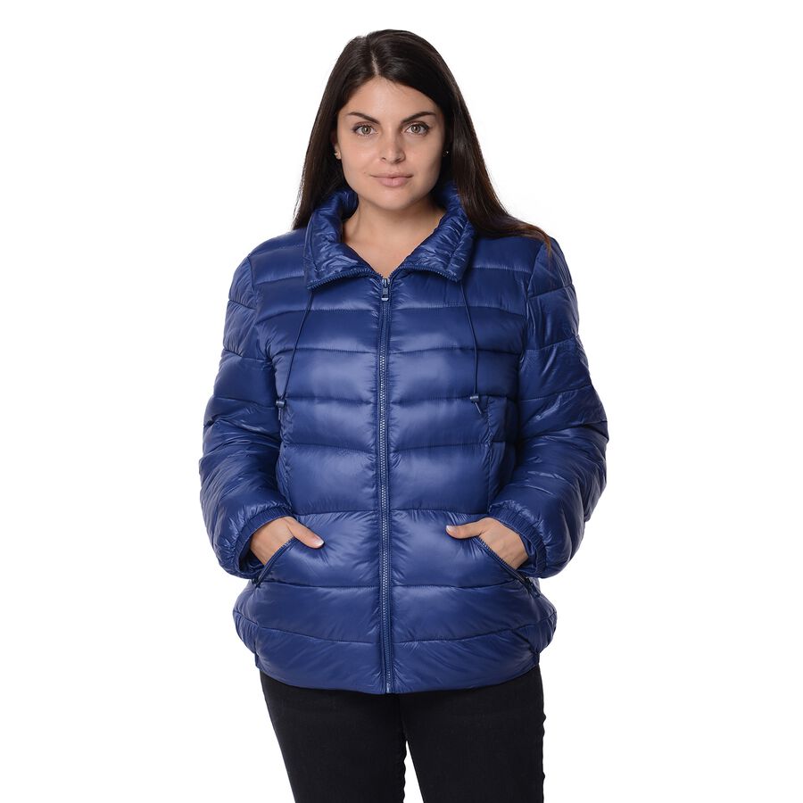 Navy Colour Women Short Puffer Jacket with Two Pockets - M3435709 - TJC