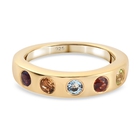 Skyblue Topaz, Amethyst, Citrine and Multi Gemstones Band Ring (Size R) in 14K Gold Overlay Sterling Silver
