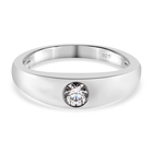 Lustro Stella Platinum Overlay Sterling Silver Band Ring (Size P) Made with Finest CZ