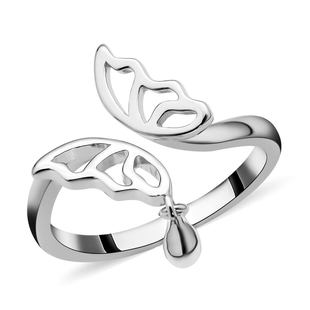 LucyQ Wings Collection - Rhodium Overlay Sterling Silver Bypass Ring