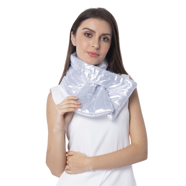 White and Silver Colour Scarf with Blink Effect (Size 107x18 Cm)