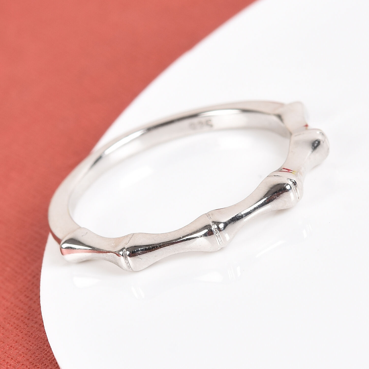Platinum Overlay Sterling Silver Dainty Thin Bone Ring