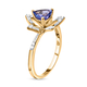 9K Yellow Gold Tanzanite, Diamond and Kanchanaburi Blue Sapphire Ring 1.02 Ct.