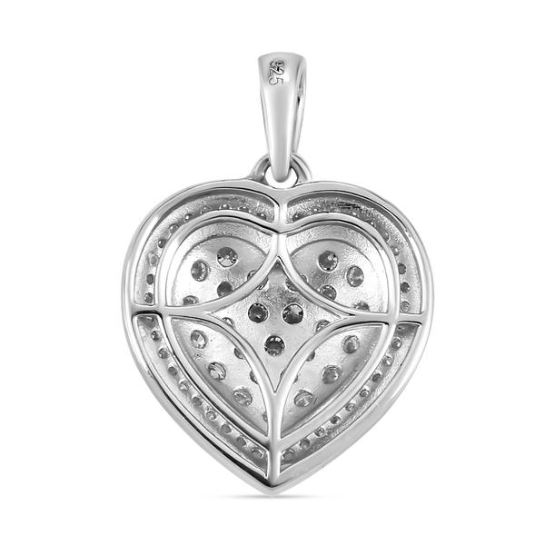 Moissanite Heart Pendant in Platinum Overlay Sterling Silver
