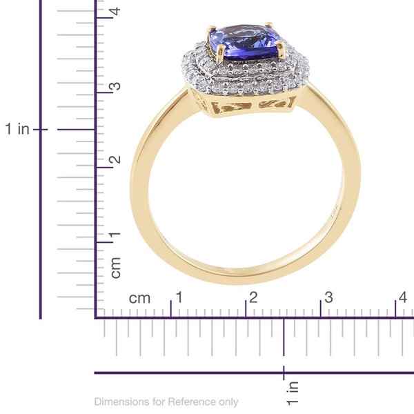 Collectors Edition- ILIANA 18K Y Gold AAAA Tanzanite (Cush 1.60 Ct), Diamond (SI-G-H) Ring 2.000 Ct.