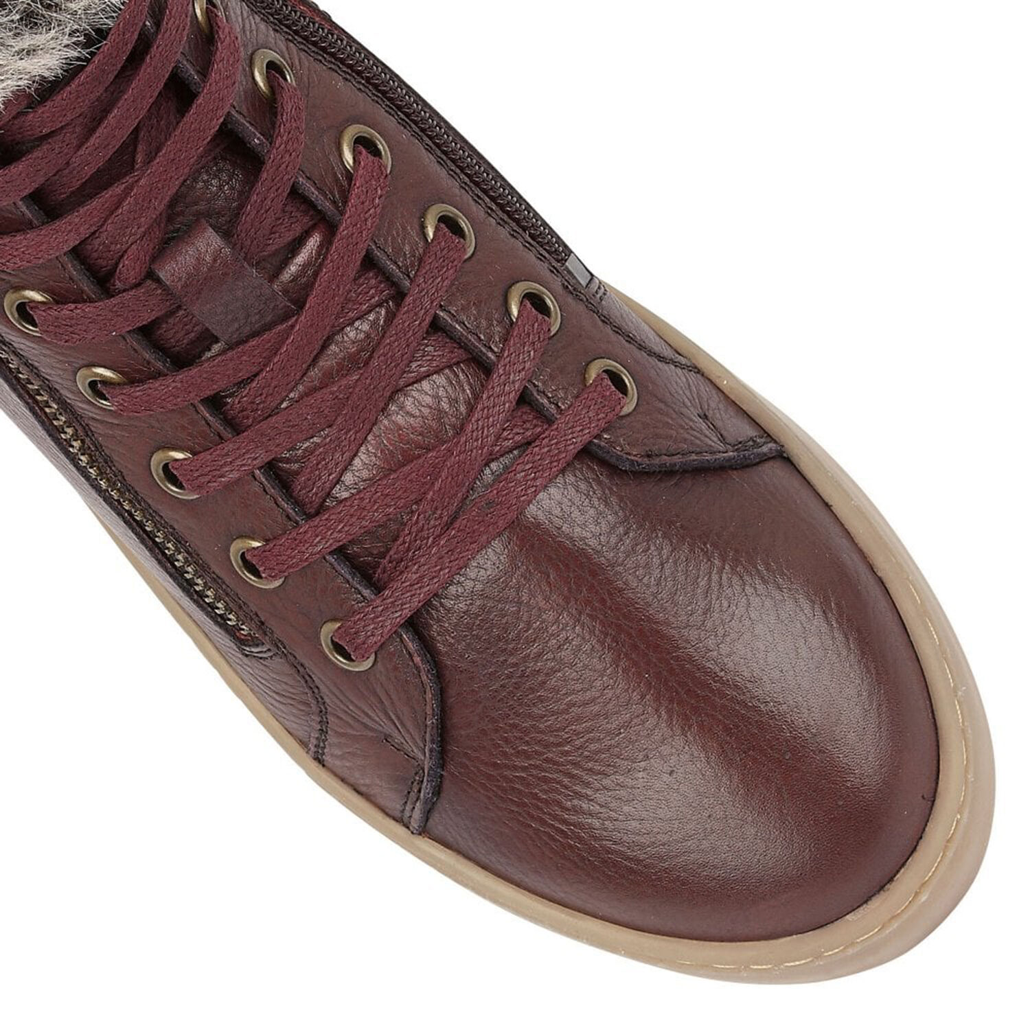 Lotus Siobhan Leather Stressless Sneakers with Faux Fur Lining- Burgundy