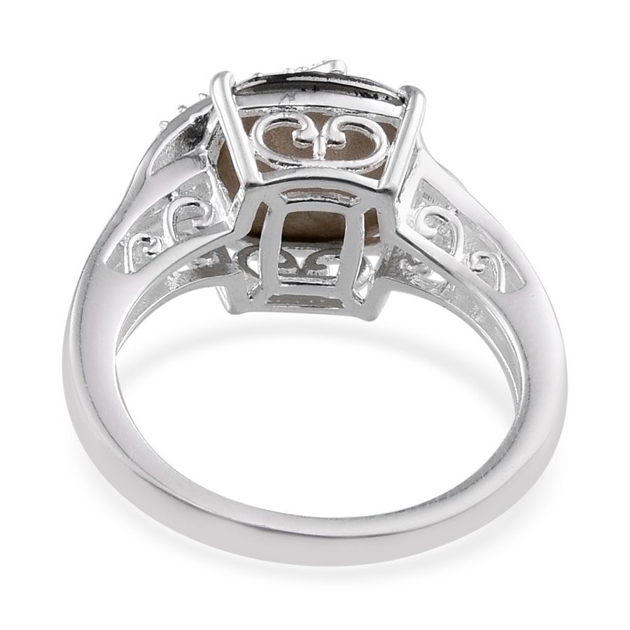 - Metallic Light Gold Crystal (Cush) Solitaire Ring in Sterling Silver