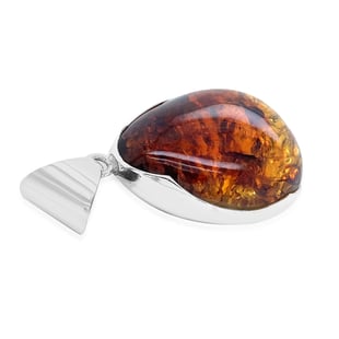 Natural Baltic Amber Pendant in Sterling Silver, Silver wt 14.78 Gms