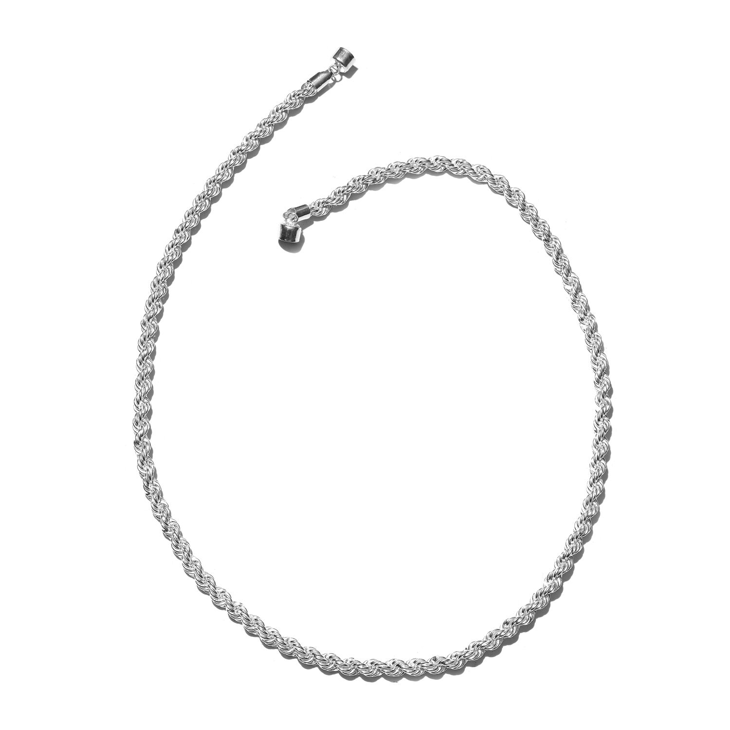 Silver Rope Design 20" Magnetic Closure Necklace