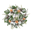 Decorative Christmas Wreath Embellished with Pine Cones and Wooden Flowers (Size 45 Cm)