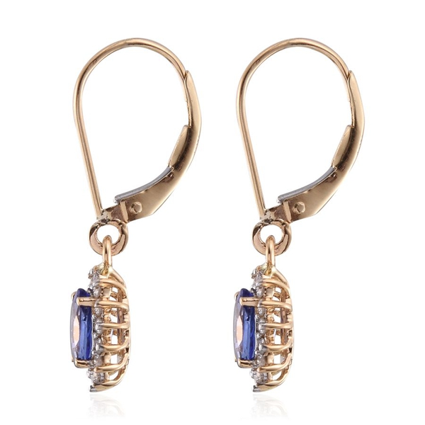 ILIANA 18K Y Gold AAA Tanzanite (Ovl), Diamond Lever Back Earrings 1.150 Ct.