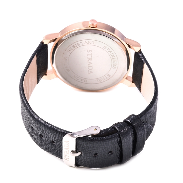 STRADA Japanese Movement Water Resistance Watch in Rose Tone - Black
