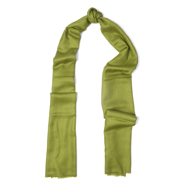 100% Cashmere Wool Olive Green Colour Ultra Soft Scarf (Size 200X70 Cm)