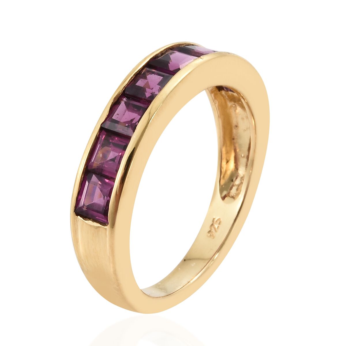 2.50 Ct Purple Garnet Half Eternity Ring in Gold Plated Silver