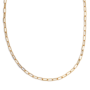 One Time Close Out Deal- 14K Gold Overlay Sterling Silver Paperclip Necklace (Size - 24) With T-Bar 