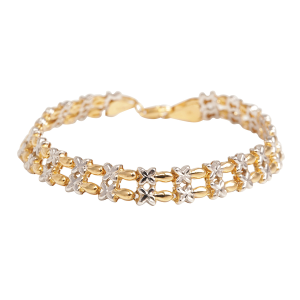 Royal Bali Collection 9K Yellow and White Gold Bracelet (Size 7.5), Gold wt 8.26 Gms.