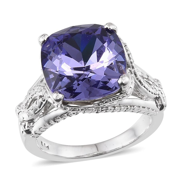 - Tanzanite Colour Crystal (Cush) Solitaire Ring in ION Plated Platinum Bond 5.250 Ct.