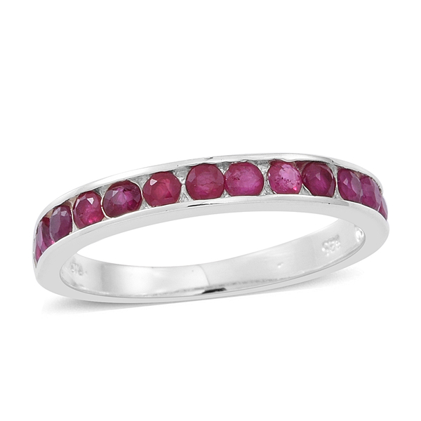 Ruby (Rnd) Half Eternity Band Ring in Sterling Silver 1.000 Ct.