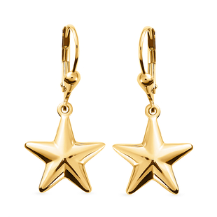 14K Gold Overlay Sterling Silver Star Earrings (With Lever Back)