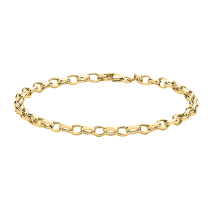 9K Yellow Gold Oval Belcher Bracelet (Size - 7.25) with Lobster Clasp