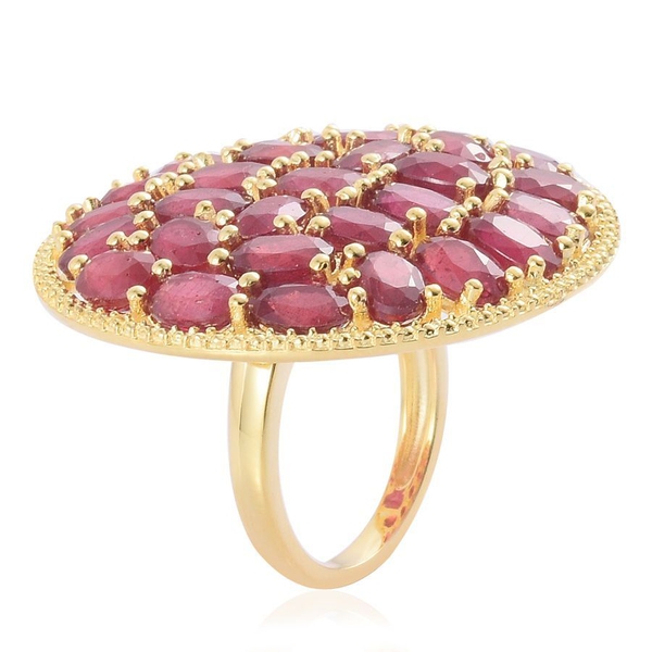 African Ruby (Ovl) Cluster Ring in Yellow Gold Overlay Sterling Silver 22.250 Ct.