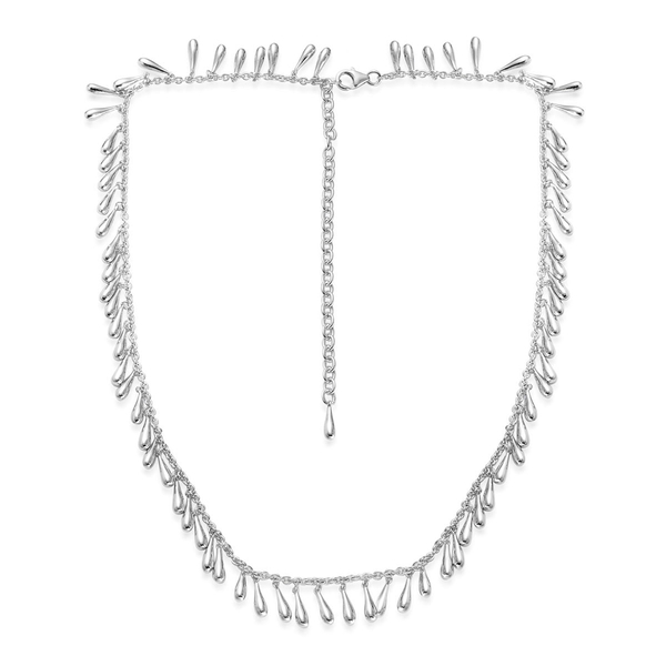 LucyQ Multi Drip Necklace (Size 22 with Extender)  in Rhodium Plated Sterling Silver 47.64 Gms.