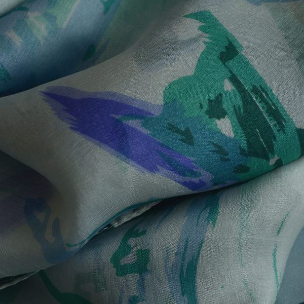 100% Mulberry Silk Blue, Green and Multi Colour Printed Pareo (Size 180x100 Cm)