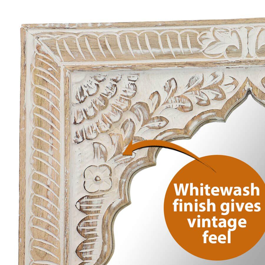 Handmade - Hand Carved Wooden Mirror and Decor Piece (Dimension 59.69x44.45x2.54cm)