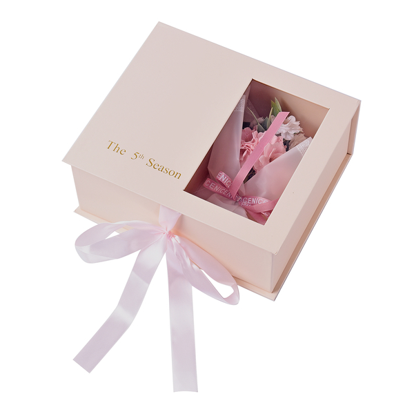 Close Out Deal - Gemstone Tree in Porcelain Vase with 10ml Essential Oil and Artificial Bouquet in Gift Box - Rose Quartz