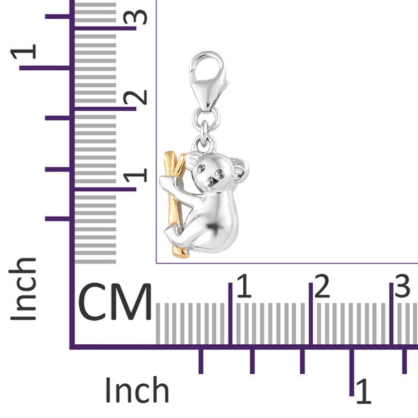 Platinum and Yellow Gold Overlay Sterling Silver Cute Baby Koala Charm