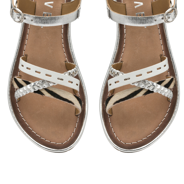 Ravel Cudal Leather Flat Sandals (Size 3) - Silver