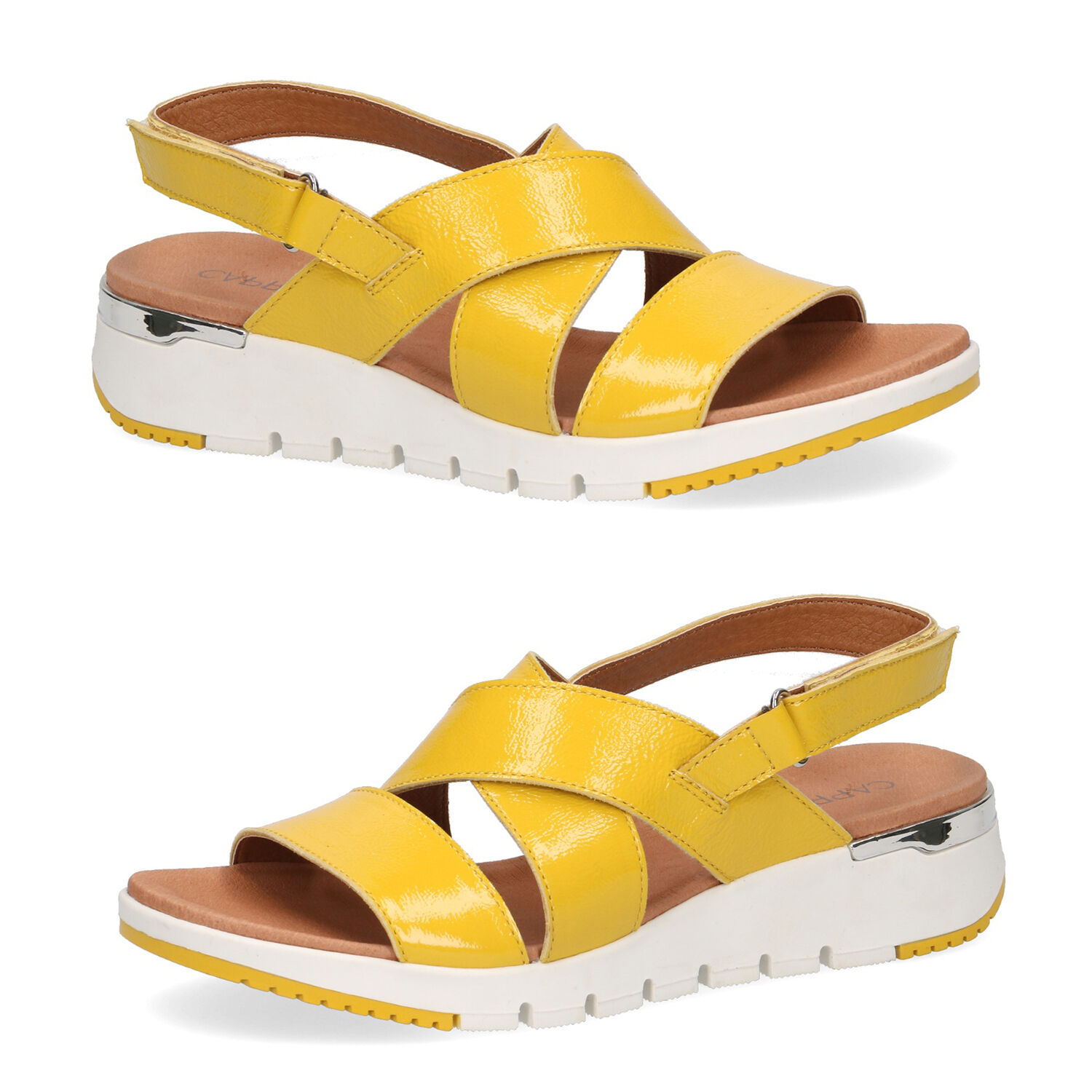 CAPRICE Lemon Crisscross Straps Wedge Heel Sandals   -Yellow