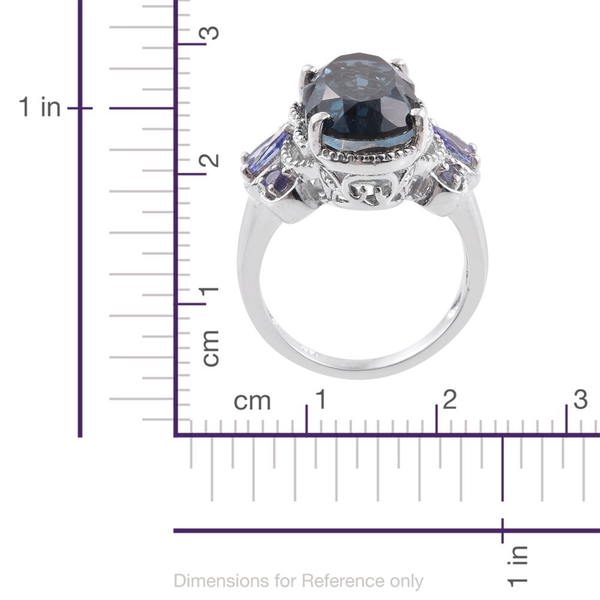 Indicolite Quartz and Tanzanite Ring in Platinum Overlay Sterling Silver 9.750 Ct.