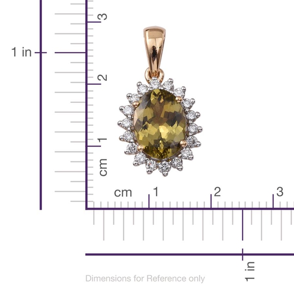 ILIANA 18K Y Gold Natural Yellow Tanzanite (Ovl 3.00 Ct), Diamond Pendant 3.500 Ct.