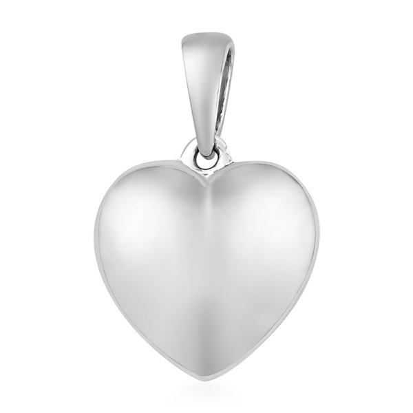 2 Piece Set - Platinum Overlay Sterling Silver Heart Pendant and Earrings (with Push Back)