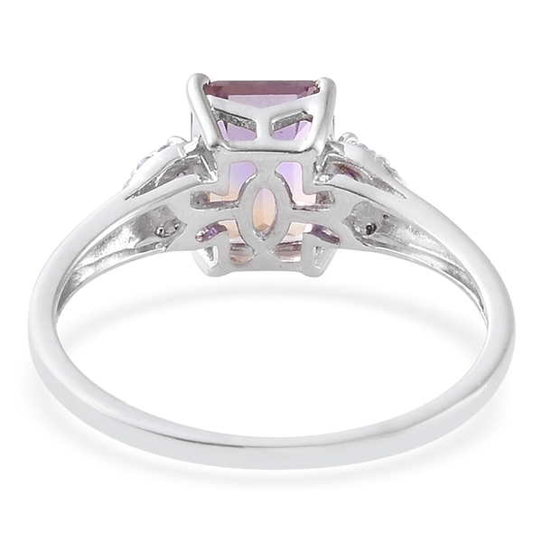 Anahi Ametrine (Oct 2.20 Ct), Amethyst and Natural Cambodian Zircon Ring in Platinum Overlay Sterling Silver 2.500 Ct.