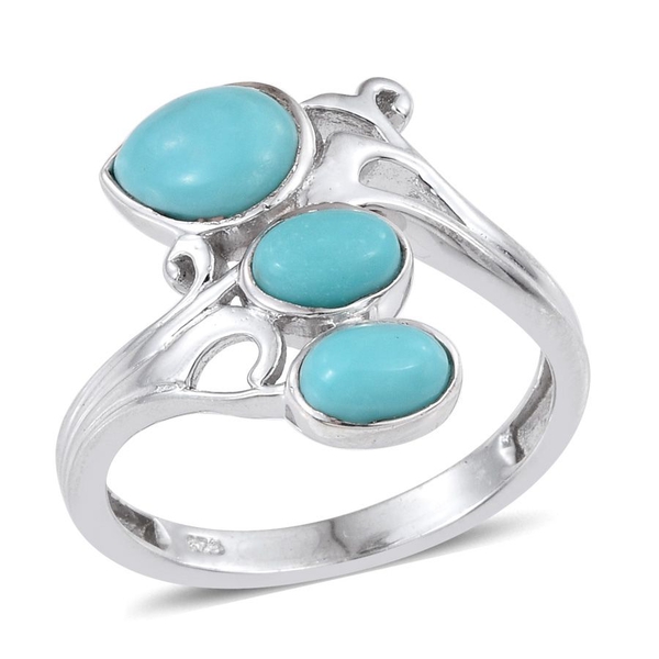 Sonoran Turquoise (Pear 0.75 Ct) Ring in Platinum Overlay Sterling Silver 1.500 Ct.