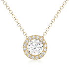 9K Yellow Gold Cubic Zirconia Sliding Belcher Chain Halo Necklace (Size 18)