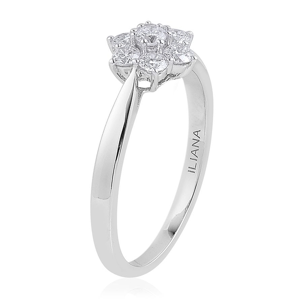 ILIANA 18K White Gold 0.50 Carat IGI Certified Diamond SI G-H 7 Stone Floral Ring