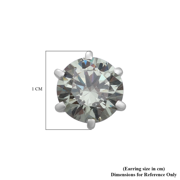 Simulated Colour Change Gemstone Solitaire Stud Earrings (with Push Back) in Rhodium Overlay Sterling Silver