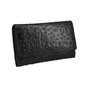 100% Genuine Leather Ostrich Embossed Womens RFID Protected Wallet (Size 18x10 Cm) - Black