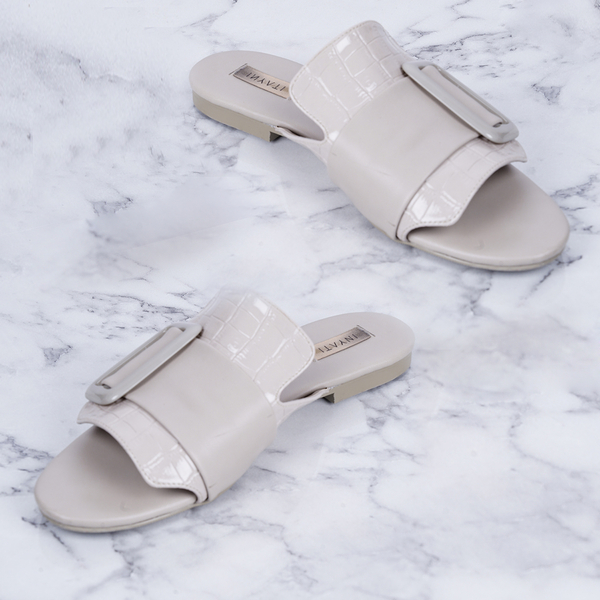 Inyati - NATALIE Taupe Sandals with Statement Buckle